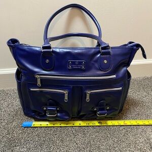 Six Pack Fitness Shoulder Bag Travel Fit Blue Faux Leather Meal Prep Gun